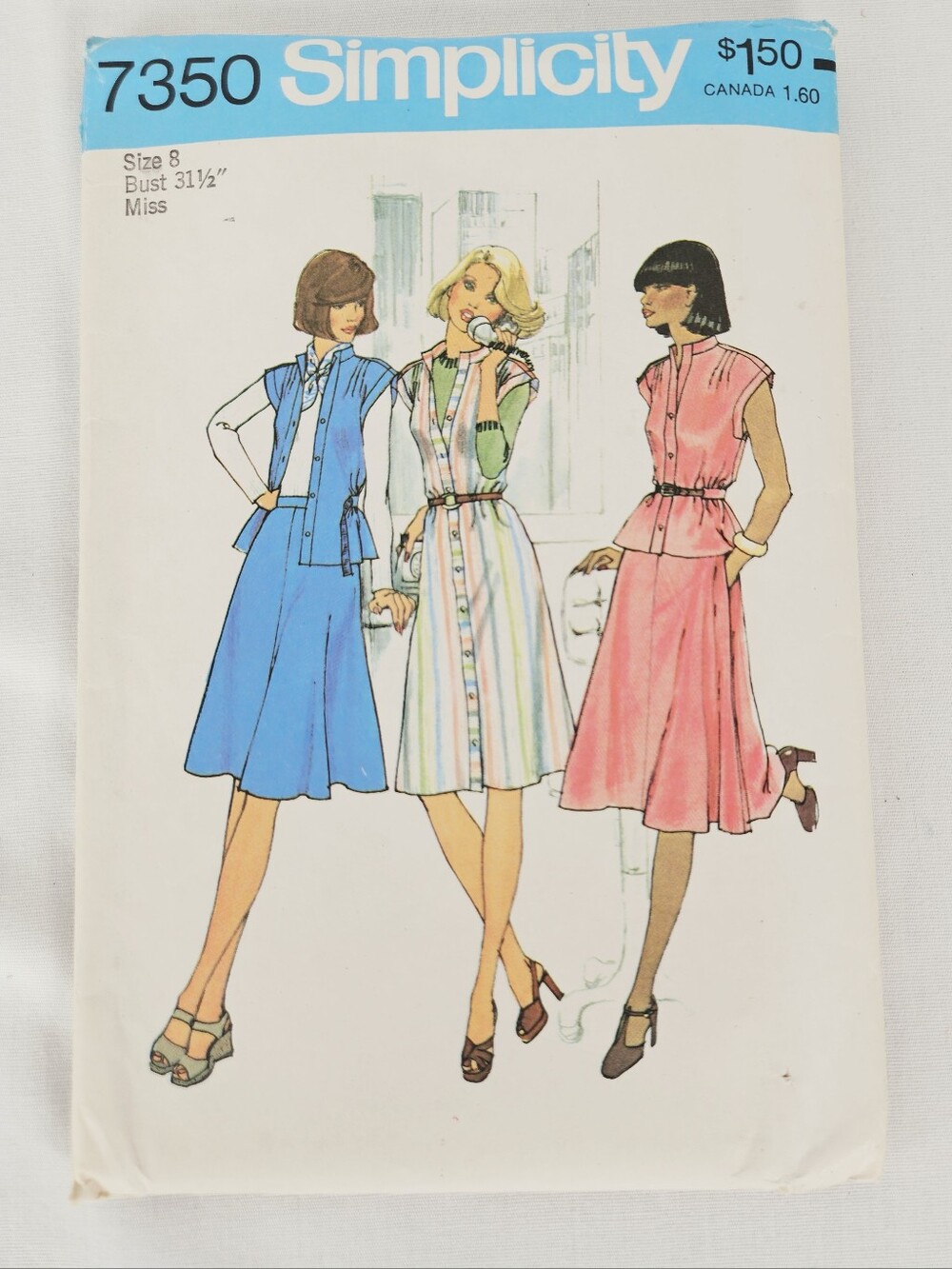 Vintage 1976 Simplicity 7350 Dress Top Skirt Sewing Pattern Size 8 Uncut